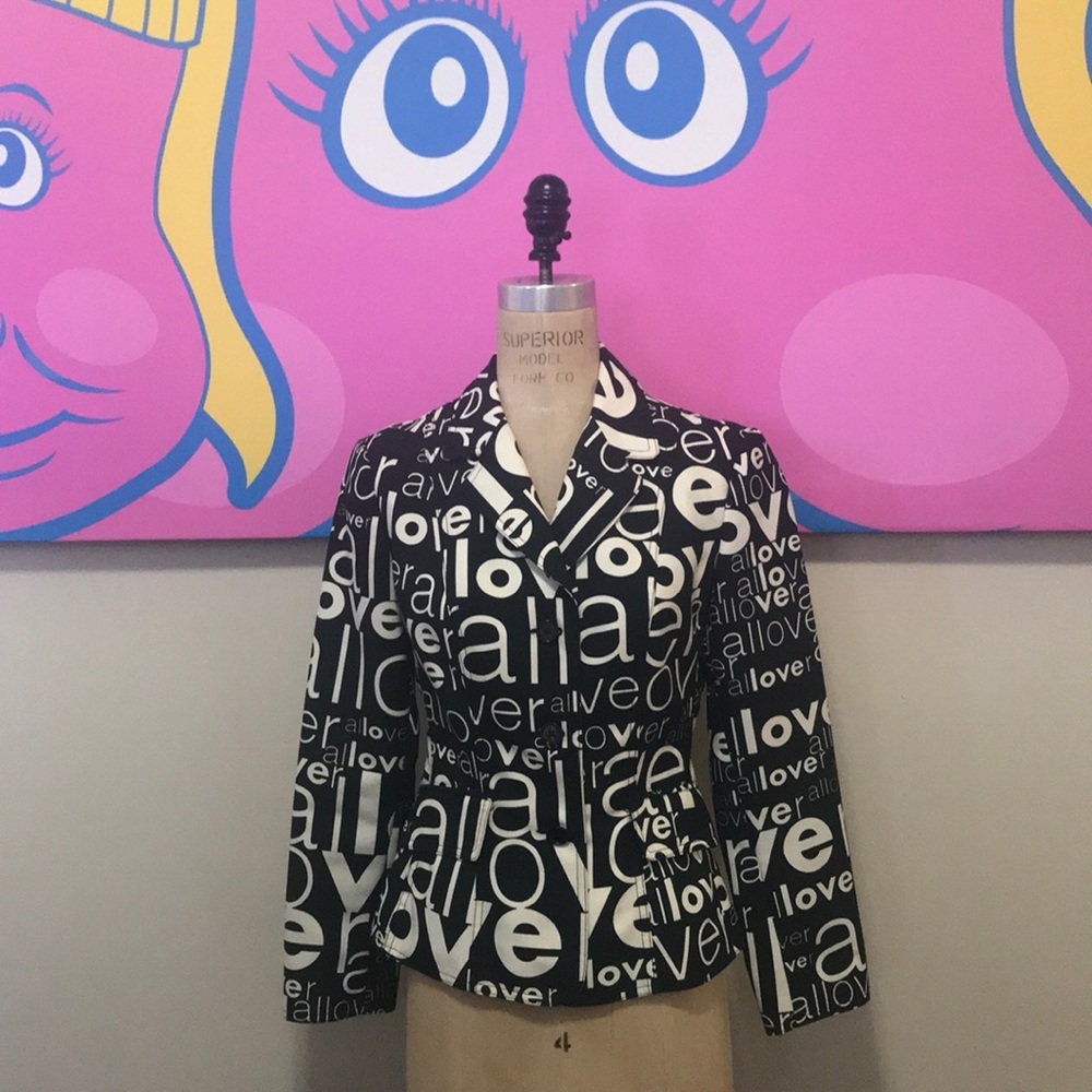 Moschino Jeans Black Off White Love Blazer The Nanny